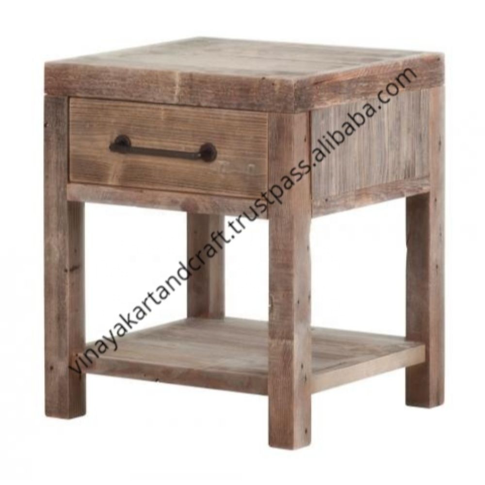 Vintage Industrial Furniture Jodhpur Style 1 door 1 Drawer Bedside Table Nightstand Old Wood Nightstand Reclaimed Wood Furniture