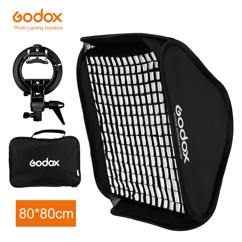 Godox 80*80 см сотовый софтбокс + S-образный кронштейн для крепления Bowens комплект для Canon Nikon Speedlite софтбокс для вспышки