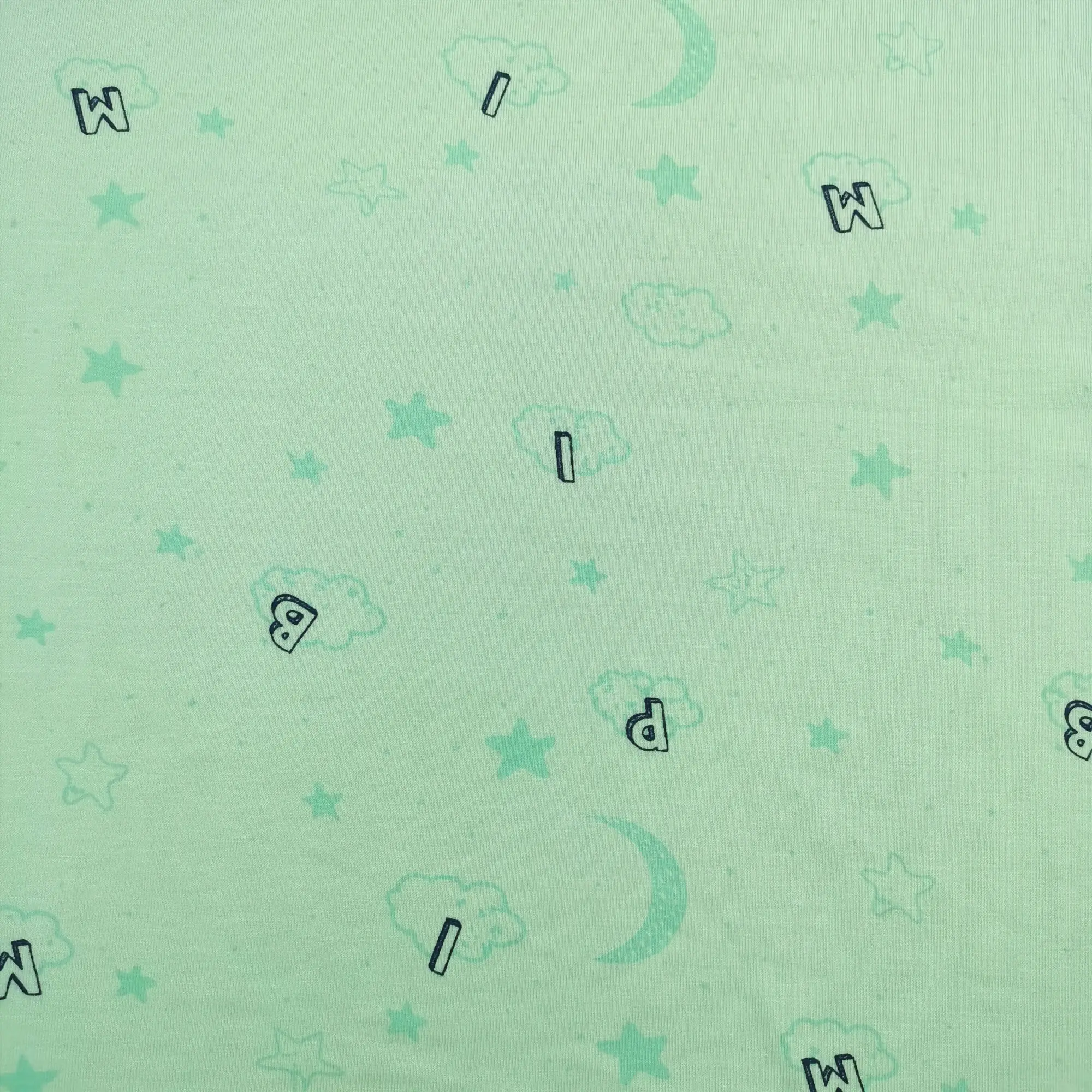 Green natural bamboo fabric knitted 190gsm jacquard cartoon printing fabric for Underwear