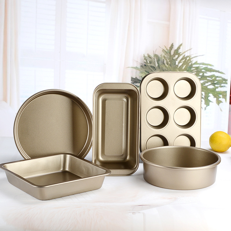 Heavy Duty Professional Kitchen Baking Pans Cookie Sheet Set Home Chef Gold Cooking Baking Set
