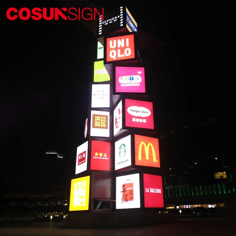 Outdoor led display screen TV stainless steel Tower