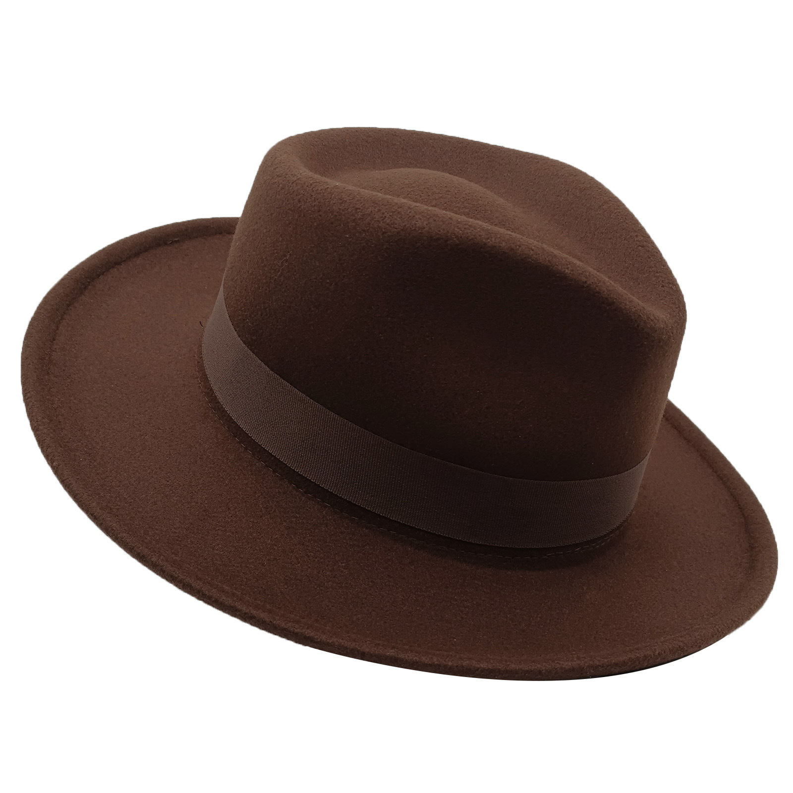 Wholesale manufacture Europe style Cowboy hat warm soft lamb wool panama fedora felt hat Bowknot Top Jazz hats for gentleman