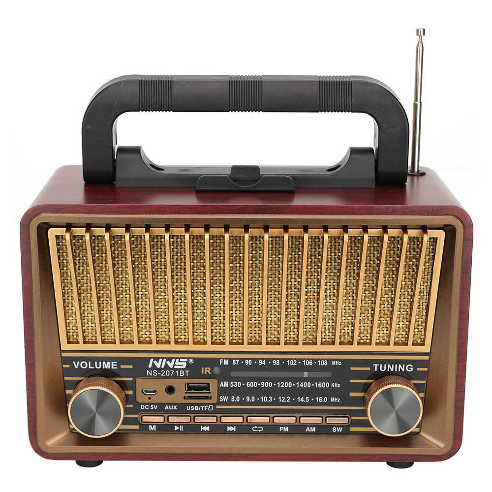 2021 Деревянный Ретро беспроводной динамик перезаряжаемые fm am sw радио USB TF AUX беспроводной радио NS-2071BT