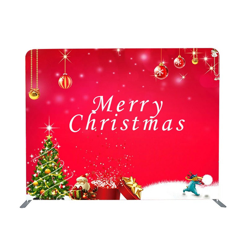 Straight Backdrop Stand 8ft 10ft 12ft Tension Fabric Backdrop Display Stand For Merry Christmas Festival