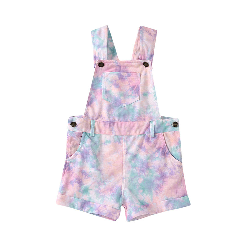 В наличии, комбинезон tie dye, детская одежда, Цельный Детский комбинезон, повседневные шорты для девочек