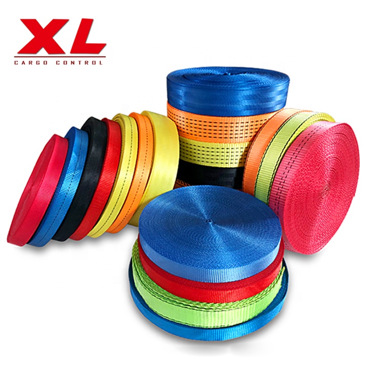 100% polyester 5000Dan 50MM*100M custom Webbing Orange cargo lashing With Ce Certificate