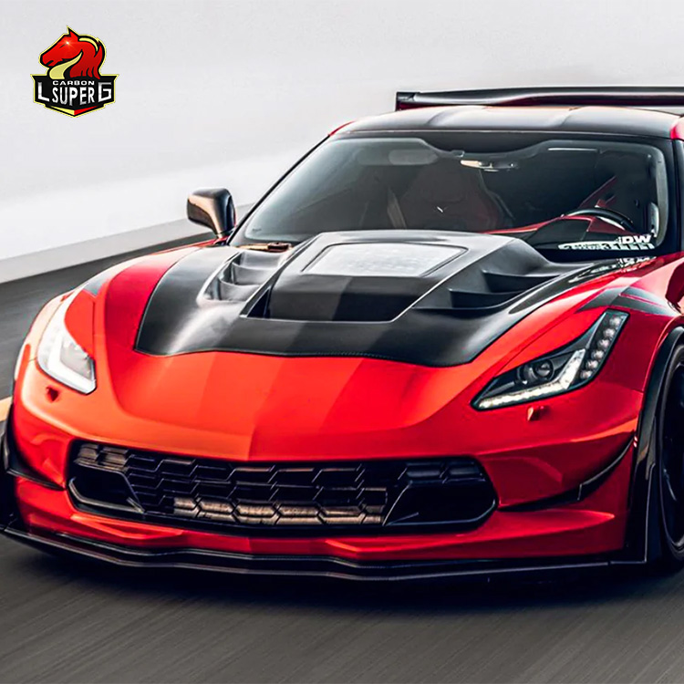 Односторонняя крышка из углеродного волокна для Chevrolet Corvette C7 Z06, Модернизированная спортивная крышка капота из углеродного волокна для автомобиля