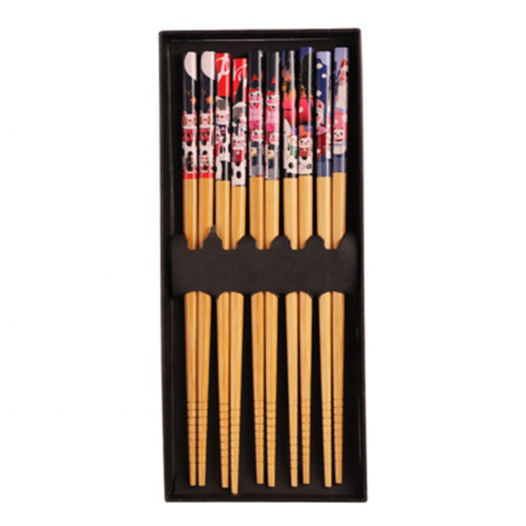 Bamboo Chopsticks Reusable Chinese Wood Chop Sticks Hair Sticks 5 Pair Gift Boxed Set