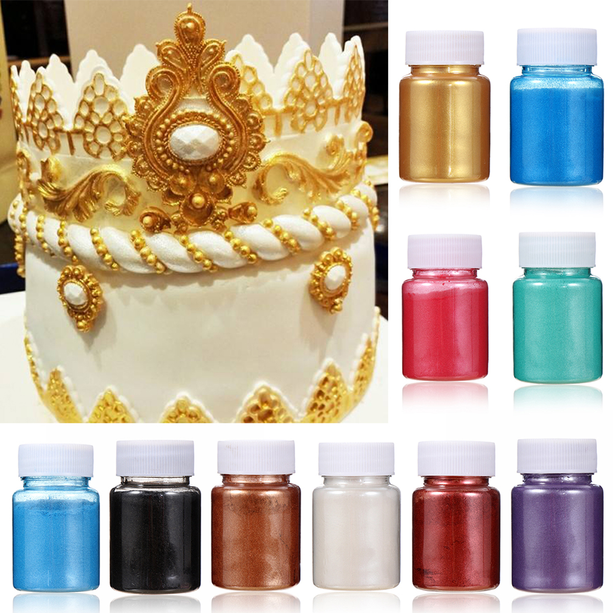 15g Food Ingredient Cake Decorations Additive Metallic Luster Powder sparkle glitter gold dust for bakery Baking Supply Tool