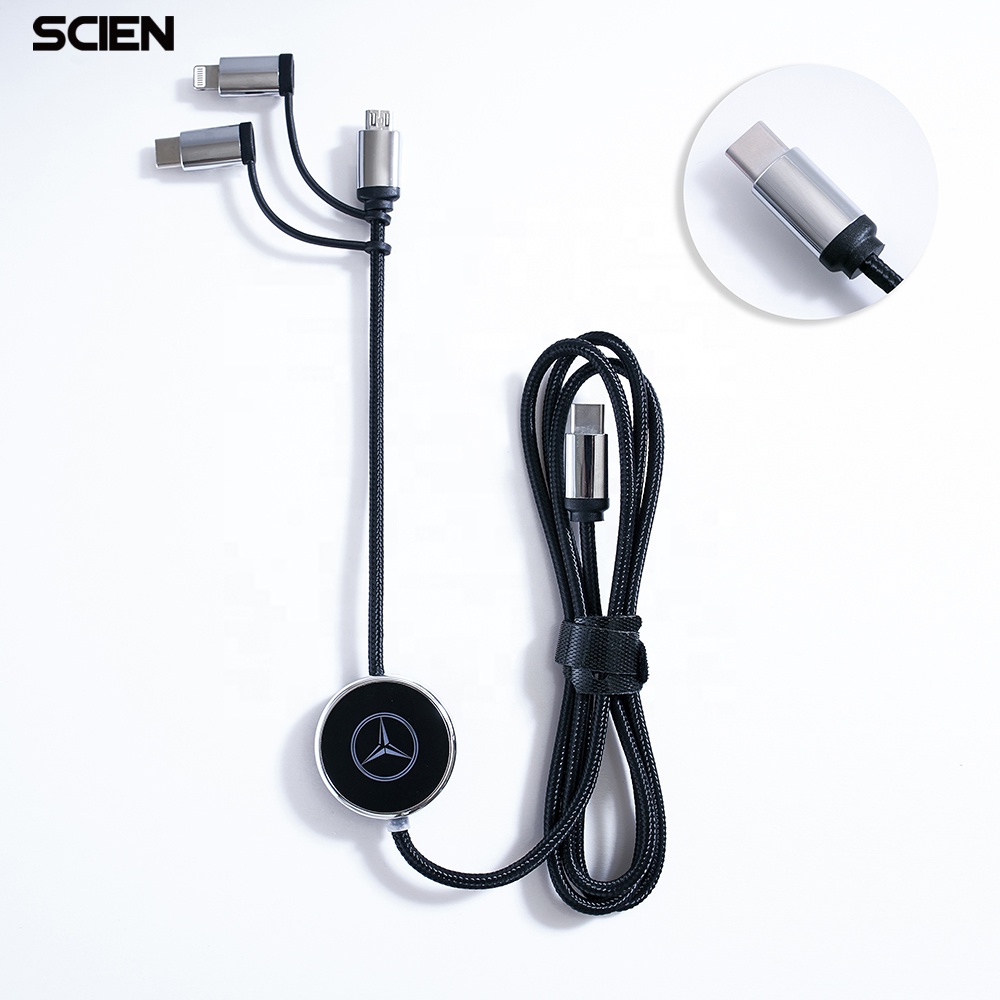 2021 3 в 1 светодиодное светящееся Зарядное устройство usb кабель type C Micro USB C 6 Pin Зарядка для Android IOS мобильный телефон зарядный провод