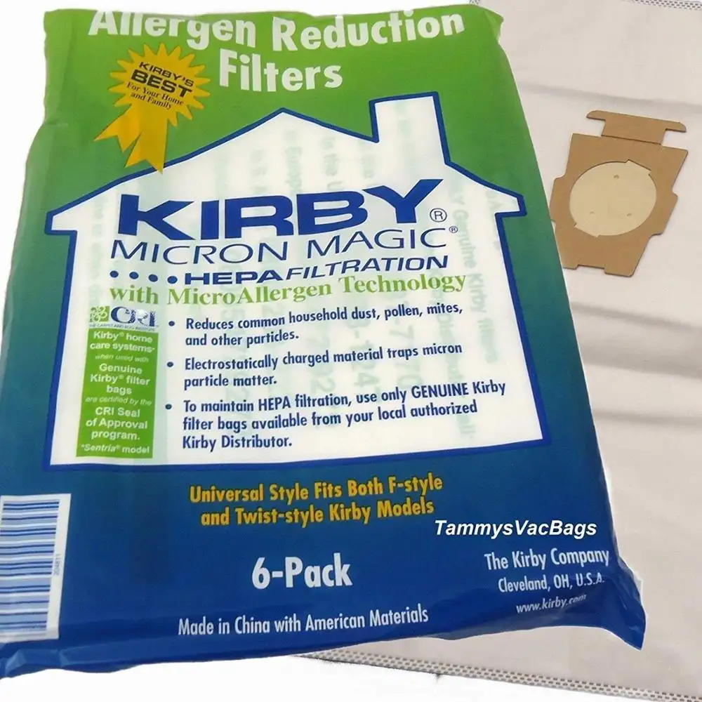 Kirby 6 Cloth Vacuum Bags Allergen Reduction Filters ,Kirby #204811 Universal Hepa White Cloth Kirby Bags Vacuum cleaner Parts