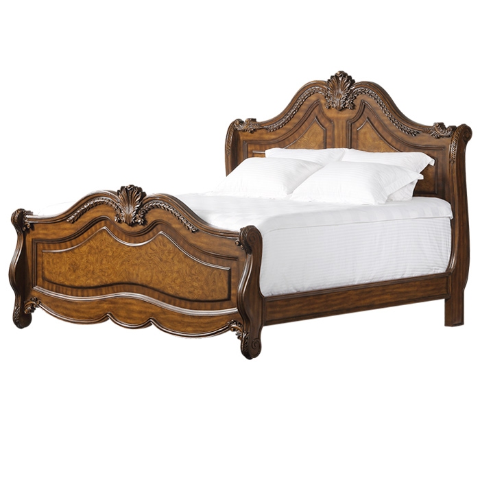 High Quality Hotel Double Queen Bed Frames Queen Antique Carved Wood Bed French Antique Beds And Furniture