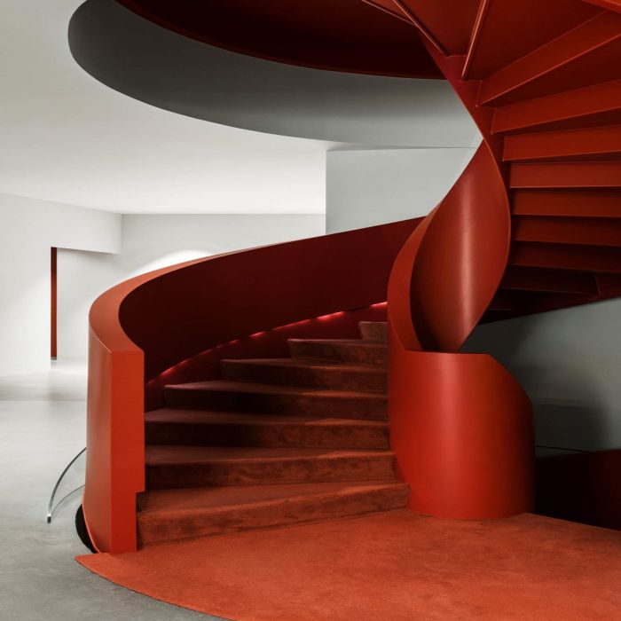 Luxury design steel stringer marble/wooden step curved Staircase with customized stair railing stairs & stair parts