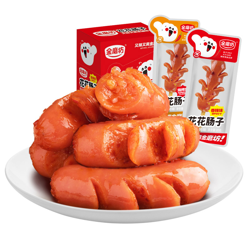Острые колбаски Huahuachangzi с золотой мельницей, мгновенная Пряная закуска Jujube, маленькая пища для отдыха, мясо для кишечника