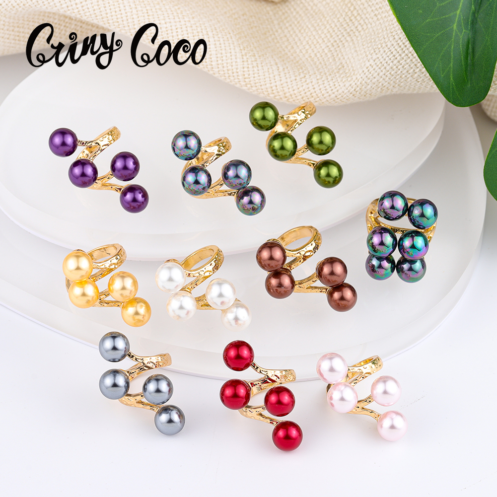 Cring CoCo Красочные Модные 14k позолоченные черные красные зеленые жемчужины самоанские полинезийские ювелирные изделия оптом Гавайские кольца