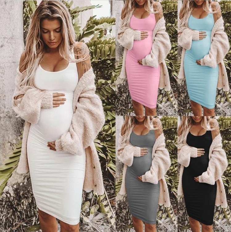 MD2007 Spring&Summer U-Neck Sleeveless Women Pregnant Dress Women Maternity Clothing Plus Size Maternity Dress
