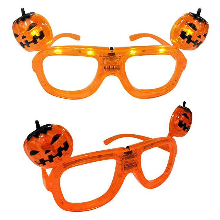 Funny Halloween Party Luminous Frame Glasses LED Light Up Flashing Halloween Pumpkin Heads Party Glasses with 3 Button Batteries