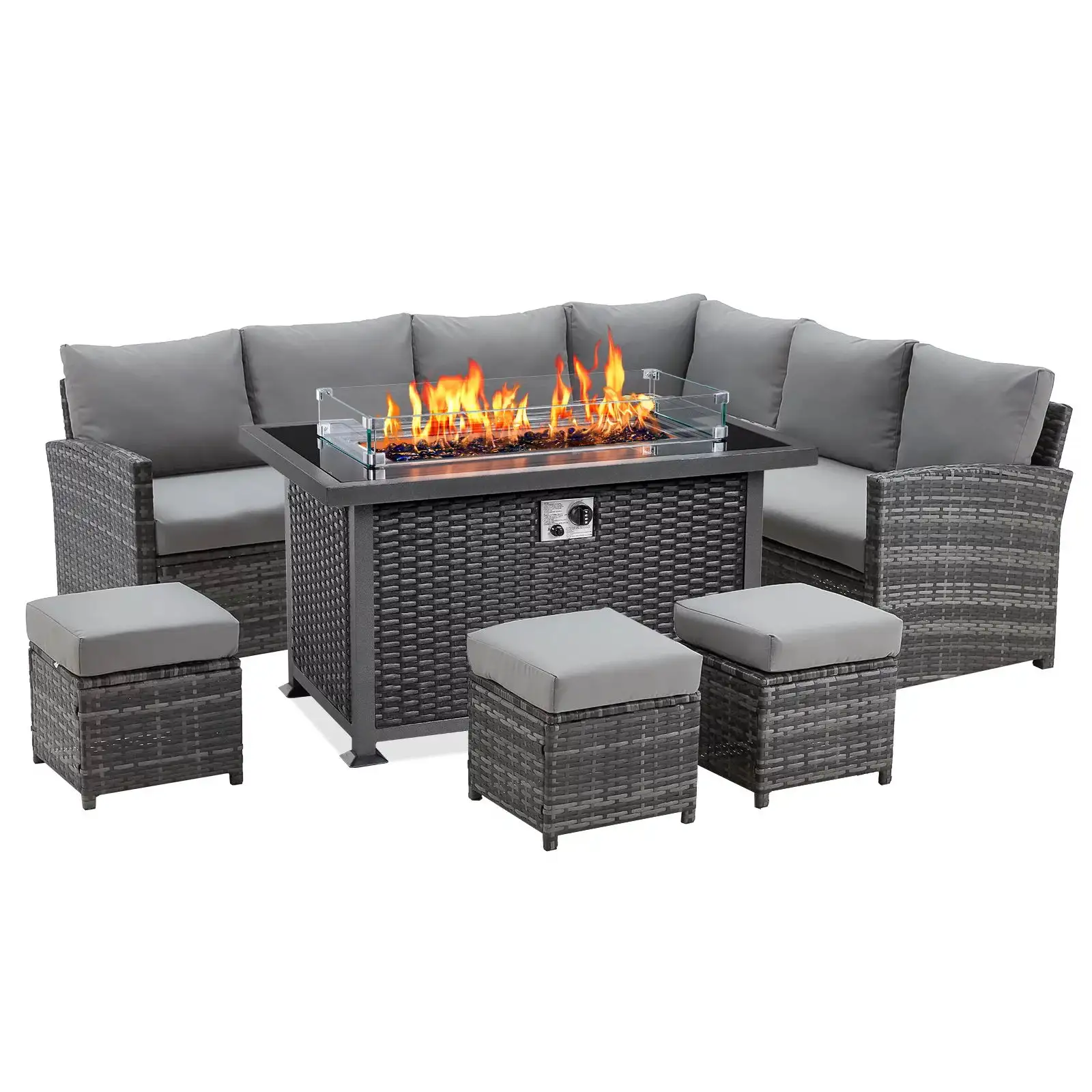 YASN Hot Selling Outdoor Modern Garden Furniture Wicker Rattan Patio Furniture Set With Fire Pit Table