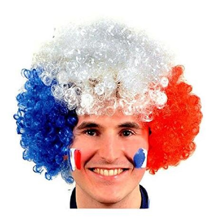 Customized National Flag Color Crazy Fans Wig Football Fan Items For World Cup