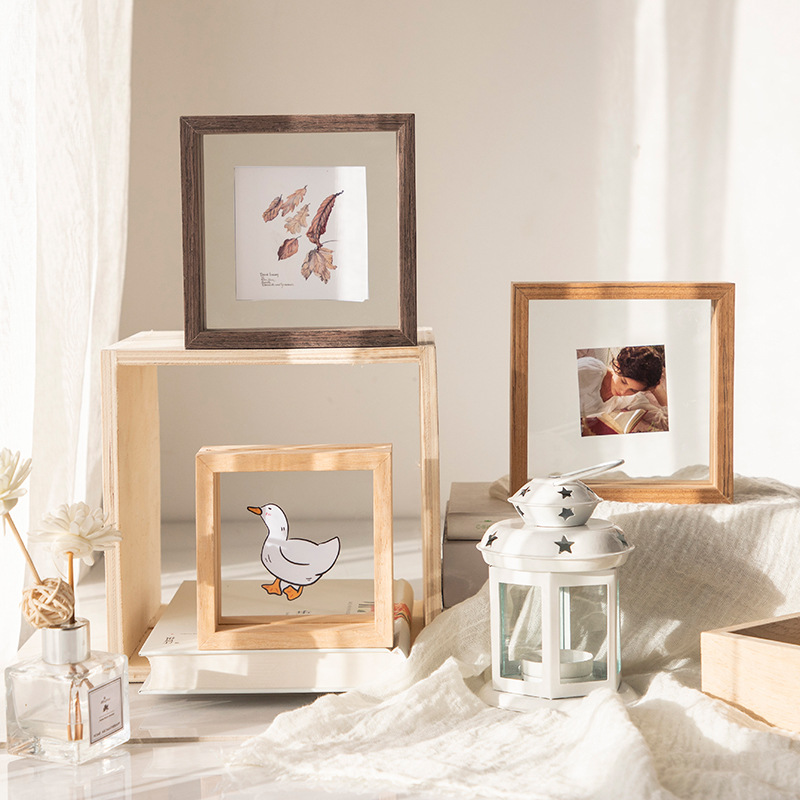 New Design Double Sided Wooden Picture Floating Photo frame for Home Decoration