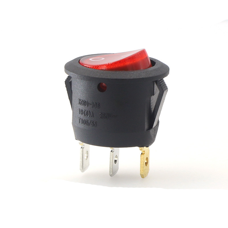 KCD1 20MM Round Rocker Switch Square Base 4 Pins AC 250V 6A 125V 10A Black Red Color ON/OFF 4 Feet Power Switches