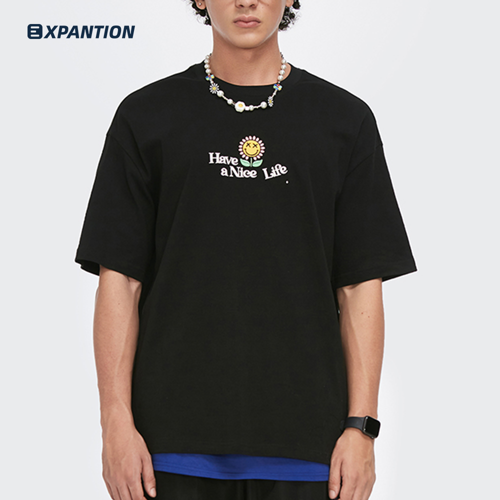 EXP summer stylish tshirts embroidery on tshirt drop shoulder short sleeve mens oversized tshirt