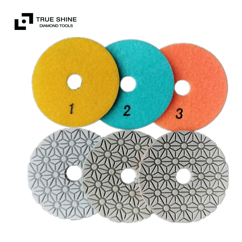 New Pattern White Resin 3 Step Polishing Pads for Marble Granite Engineered Stone