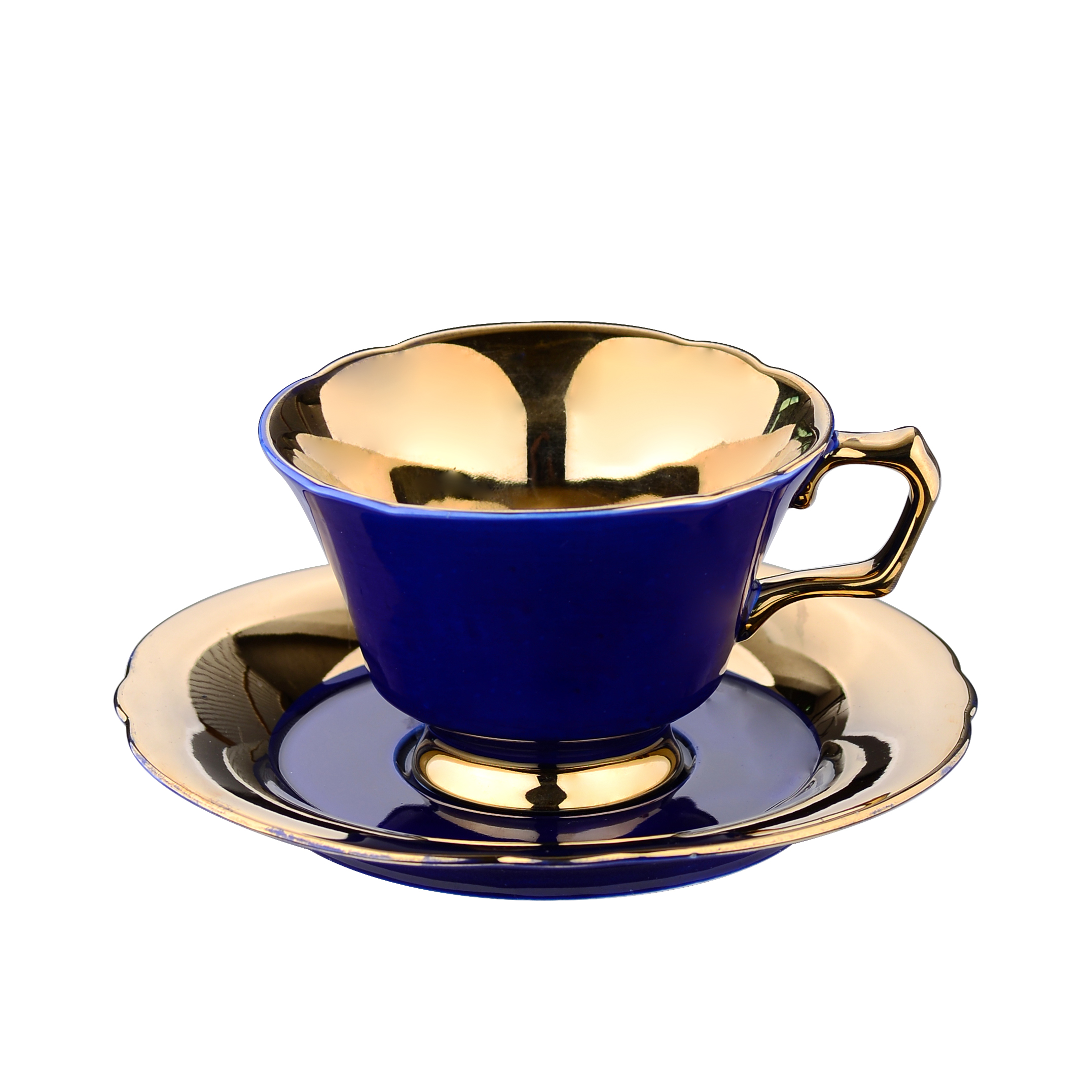 2020 porcelain electroplating gold plated cup and saucer color glaze tea ceramic cup coffee