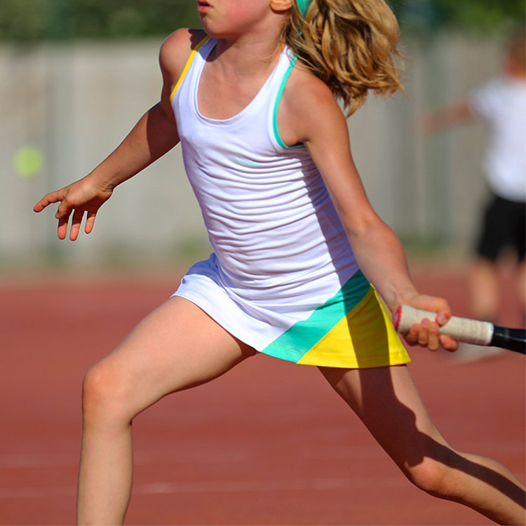Customized breathable one piece girls tennis skirt kids tennis dress with shorts