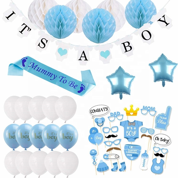 Umiss Paper Baby Shower Boys Set, дни рождения, праздничные вечеринки, свадебные украшения, завод OEM