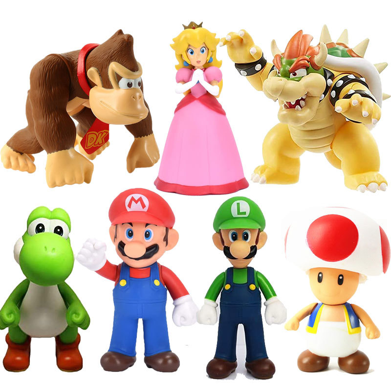 Супер Луиджи Марио Мини Фигурки 7 см-15 см Mario Bros ПВХ фигурка Марио игрушки с цветной коробкой