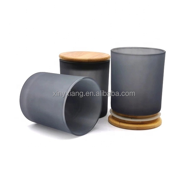 Заводская 12oz-13oz стеклянной лампы в форме свечи банки с деревянными бамбук пробковые декоративные крышки матовые стеклянные подсвечники отпечатать логотип