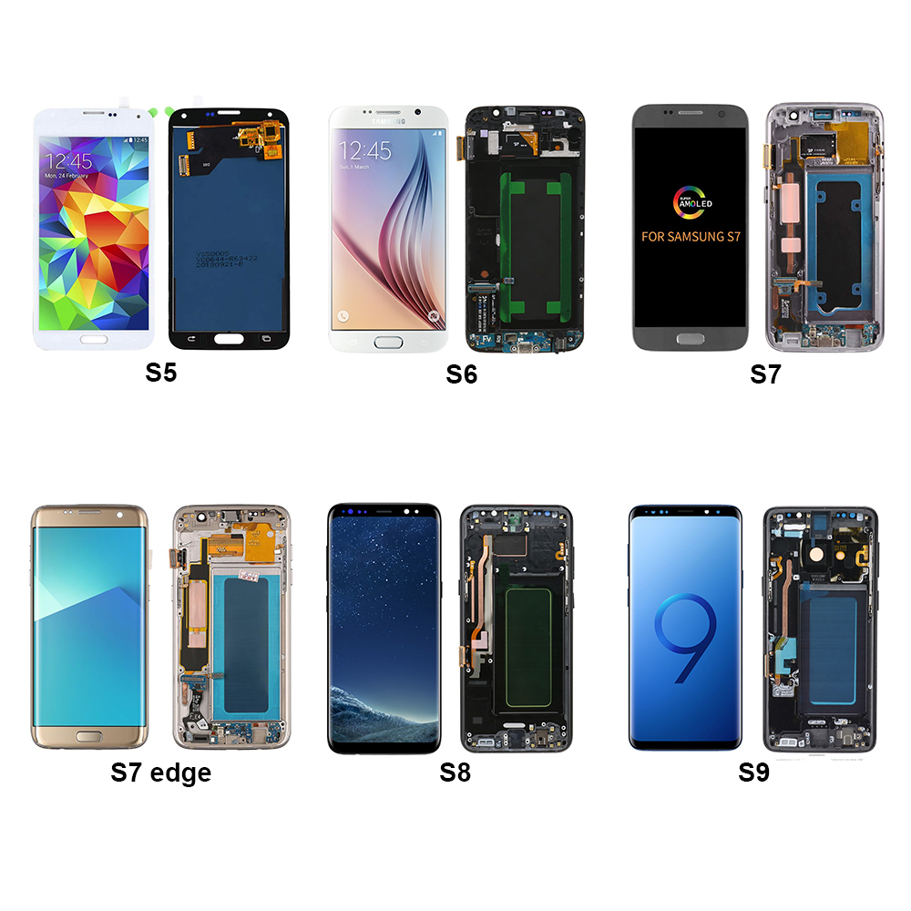Replacement Lcd Screen Mobile Samsung Galaxy S5 S6 S7 S8 S9 Plus S10 Cell Phone Digitizer Screen For Samsung