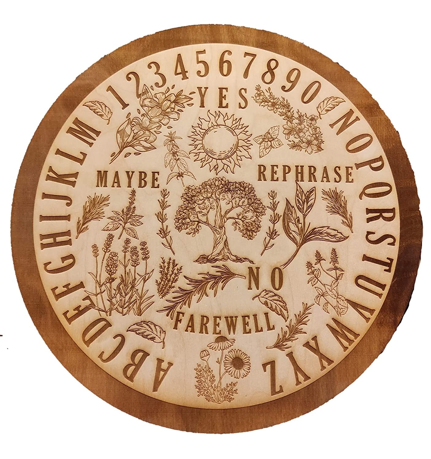 Деревянная круглая доска Ouija, спиртовая доска с травами и деревом, Цветочная готика или ведьма, Декор, спиртовые игры, гадания, инструменты