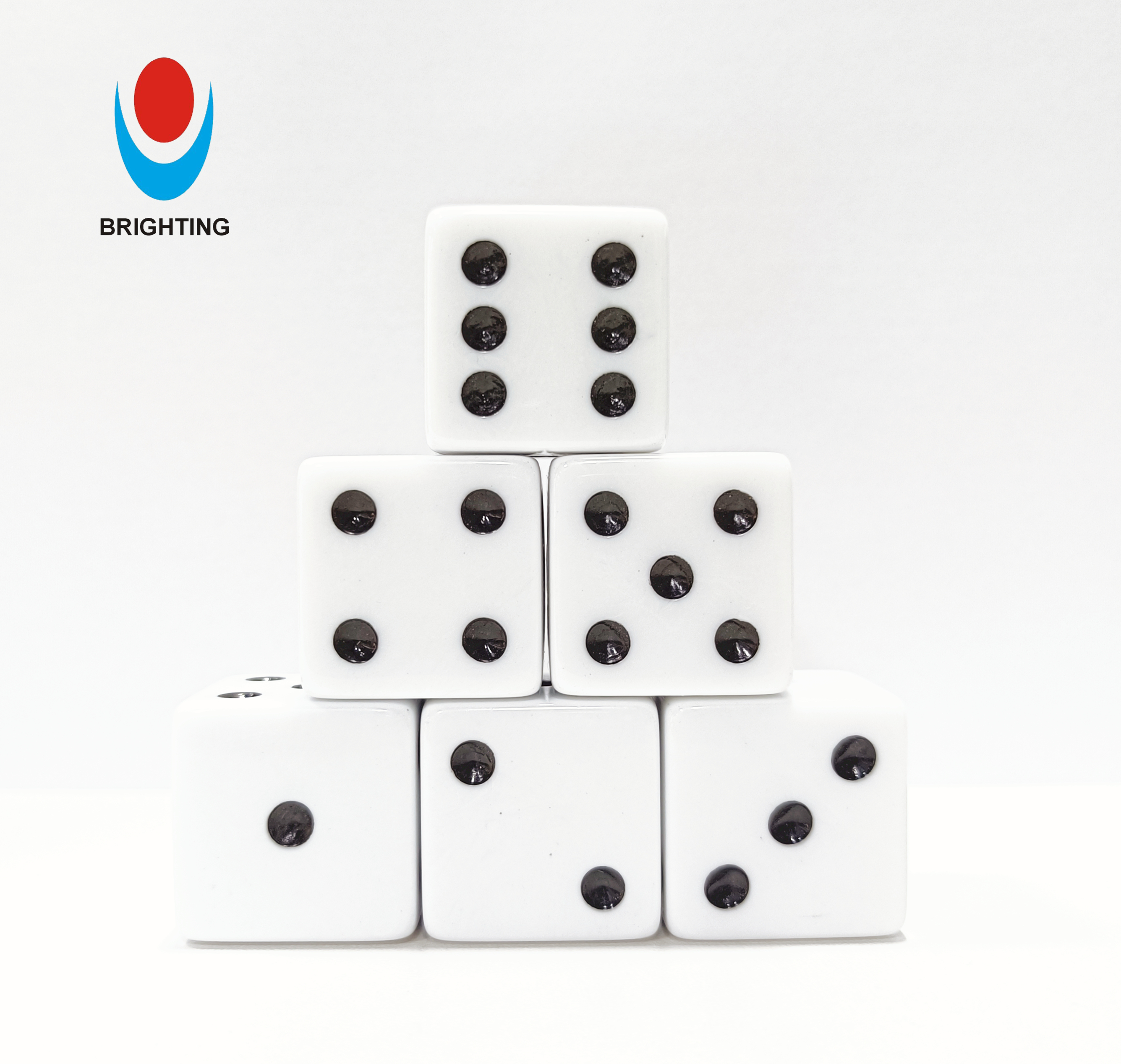 Acrylic 25mm White wiht Black dots D6 round Corner Custom Board Game Dice