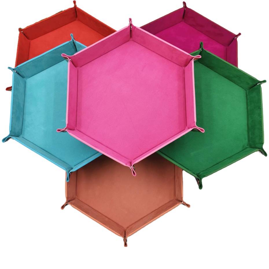Hexahedron 6 face красочный 23*23*4 cm Pu кожаный и бархатный материал коробка для костей лоток для хранения