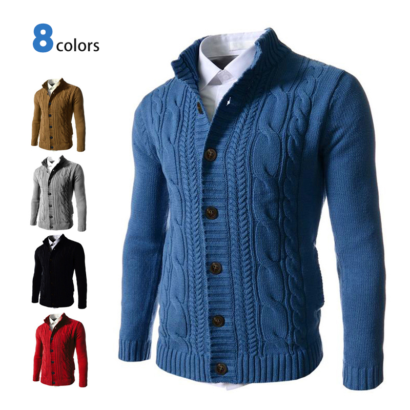 Masheng 2021 Winter Formal Bottoming Men's Sweater Dropshipping 8 Colors Brown Knitted Sweaters Plus Size 3XL Cardigans Men
