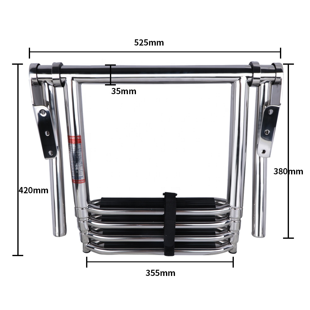 Telescopic Folding Ladder Stainless Steel Transom Boarding Ladder Marine Retractable Ladder