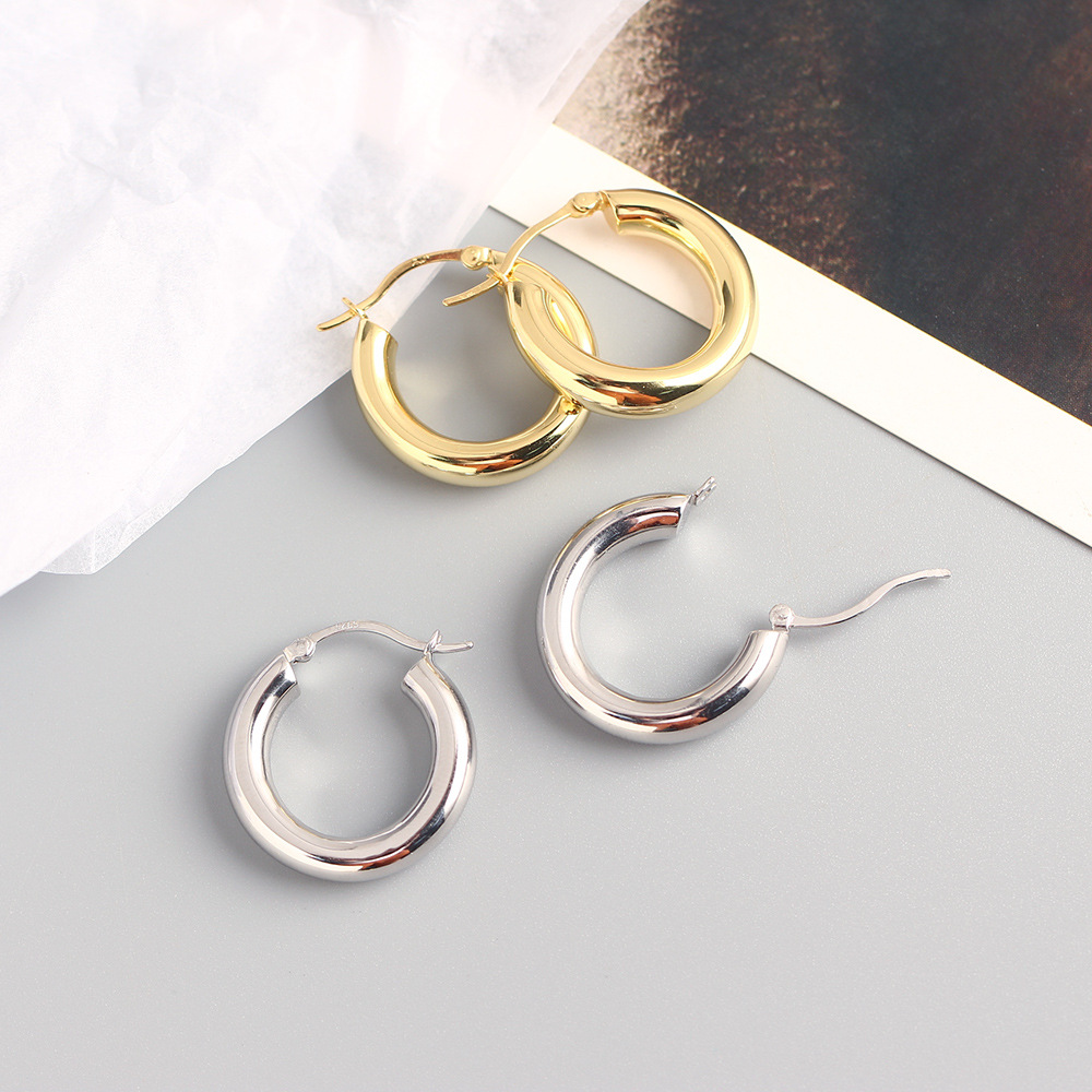 5mm hot selling stainless steel clip on round hoop earring