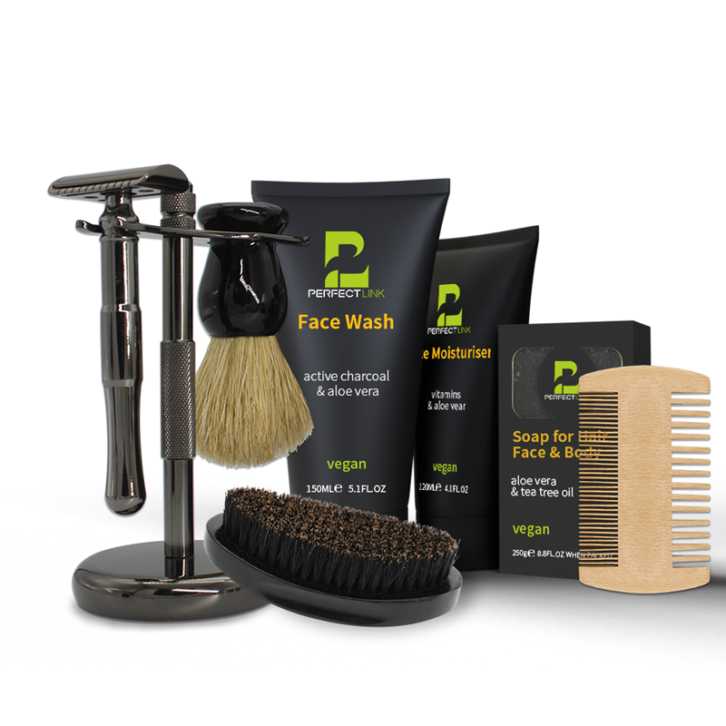 custom logo private label organic beard balm wash shampoo and conditioner men grooming beard growth kit