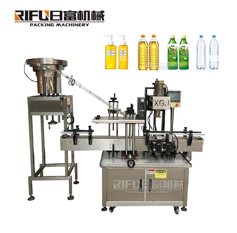 automatic screw capping glass plastic bottle lid sealing machine with lid feeder for Food & Beverage Shops