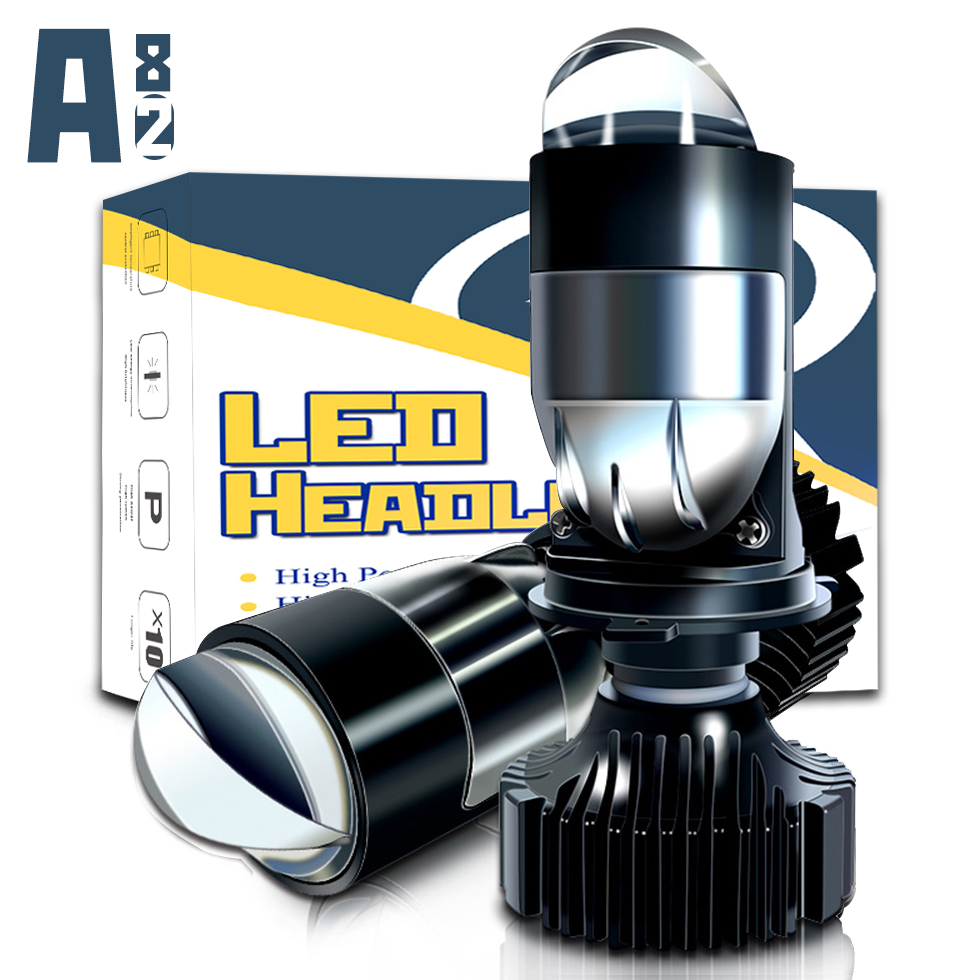 H4 LED Canbus Mini Projector Lens Bulb 72W High Low Beam LED Headlight Kit 12V 24V RHD LHD 5700K Auto Lamps H4 Led Headlight