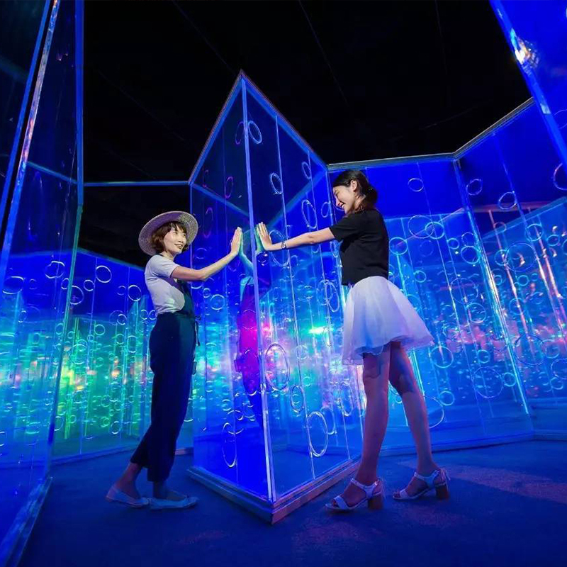 Garden park interactive art installation transparent acrylic light maze mirror maze manufacturer