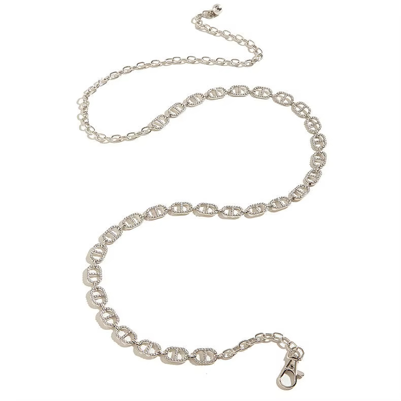 2024 Fashion Diamond Metal Chain Belt for Dresses Elegant Dress Accessory