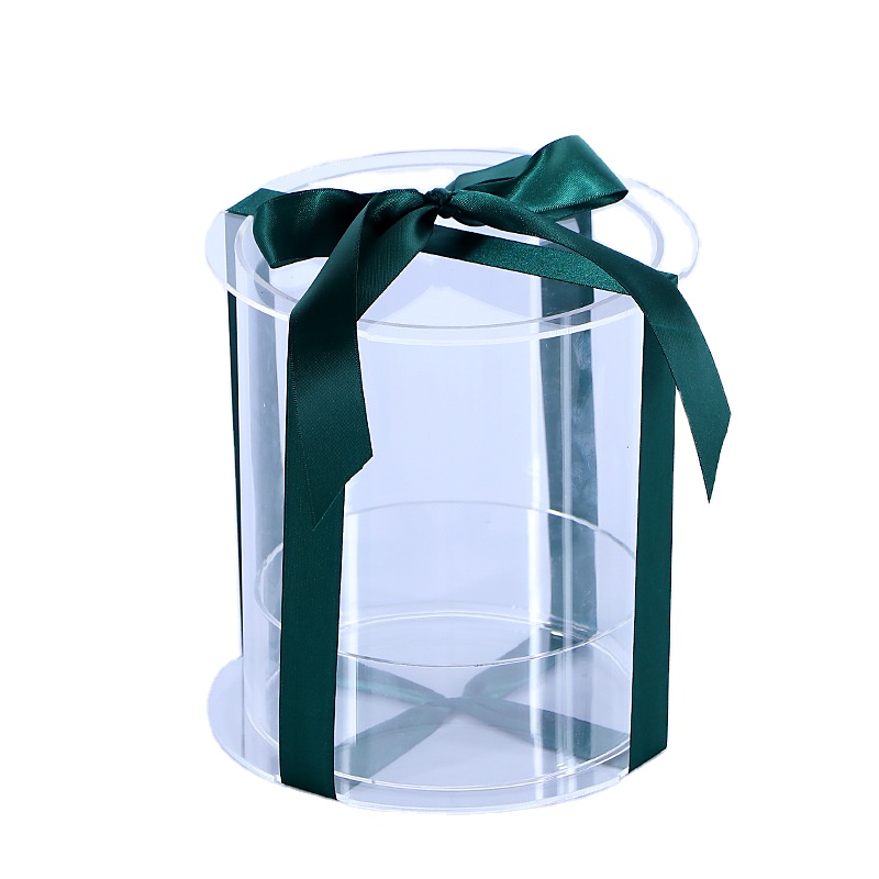 small display acrylic competitive price wedding transparent crystal flower clear tall round acrylic rose box