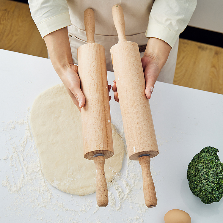 Wholesale Beech Wooden Dough Dumpling Noodle Spaghetti Baking Rolling Pin