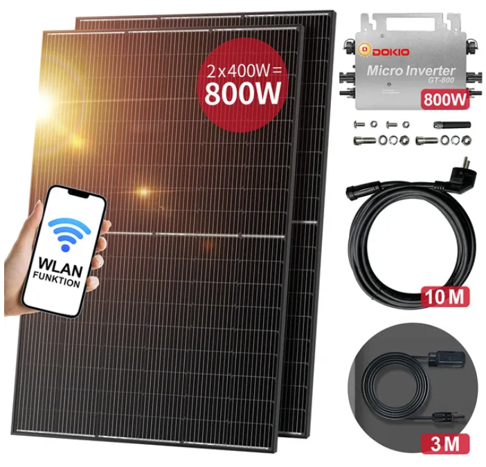DOKIO EU Warehouse 800w solar balcony power plant 800w solar system complete set for home