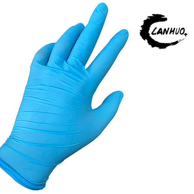 Medical examination nitrile gloves with finger texture to grip waterproof powder free latex blue nitrile gloves