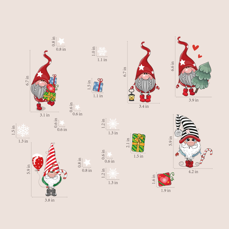 Factory Promotion Santa Claus Xmas Decorations Glass Custom Christmas Window Stickers
