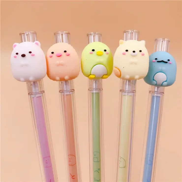 New arrivals Back to school stationery for girls ,Best quality Cartoon character shaped colorful plastic pen black ink gel pens